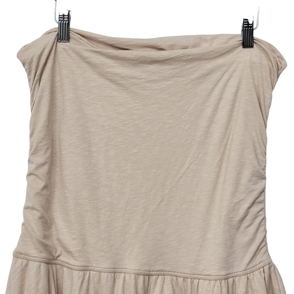Aerie Strapless Handkerchief Mini Dress Size XL Beige Cotton Beach Asymmetrical - Picture 6 of 10